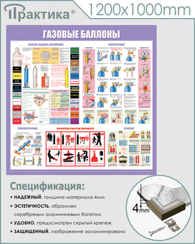 C41 Стенд газовые баллоны (1000х1000 мм, пластик ПВХ 3 мм, алюминиевый багет серебряного цвета) - Стенды - Тематические стенды - Магазин охраны труда Протекторшоп